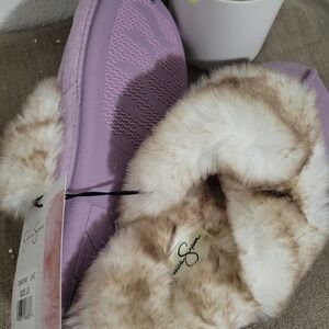 Purple Slippers with Faux Fur Lining
